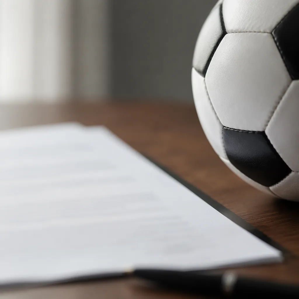 Close up shot of a blurred official document on a wooden desk, a generic black a