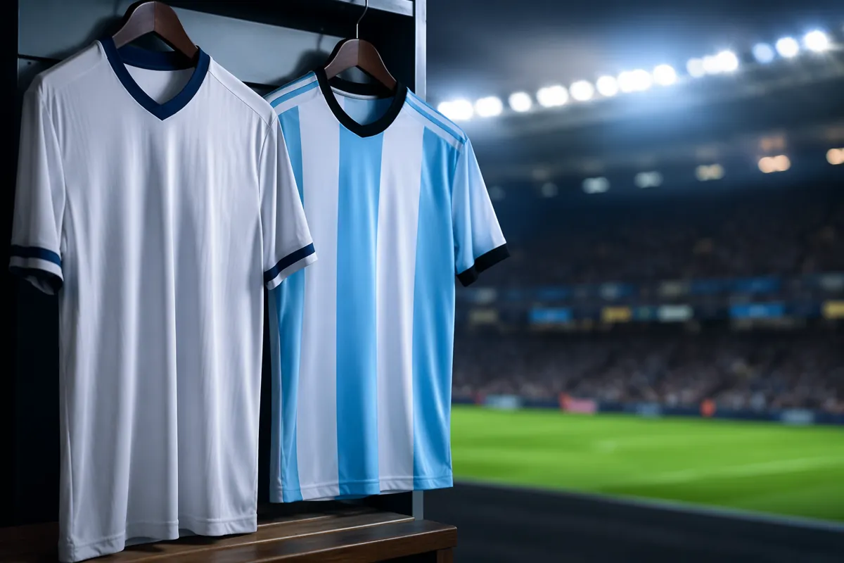 Professional sports news header image, blurred football stadium background with bright sta