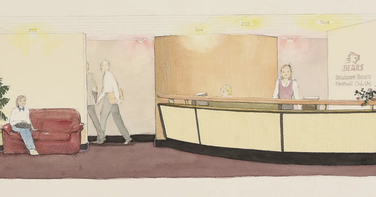Professional football club management meeting scene, blurred figures in formal wear sittin