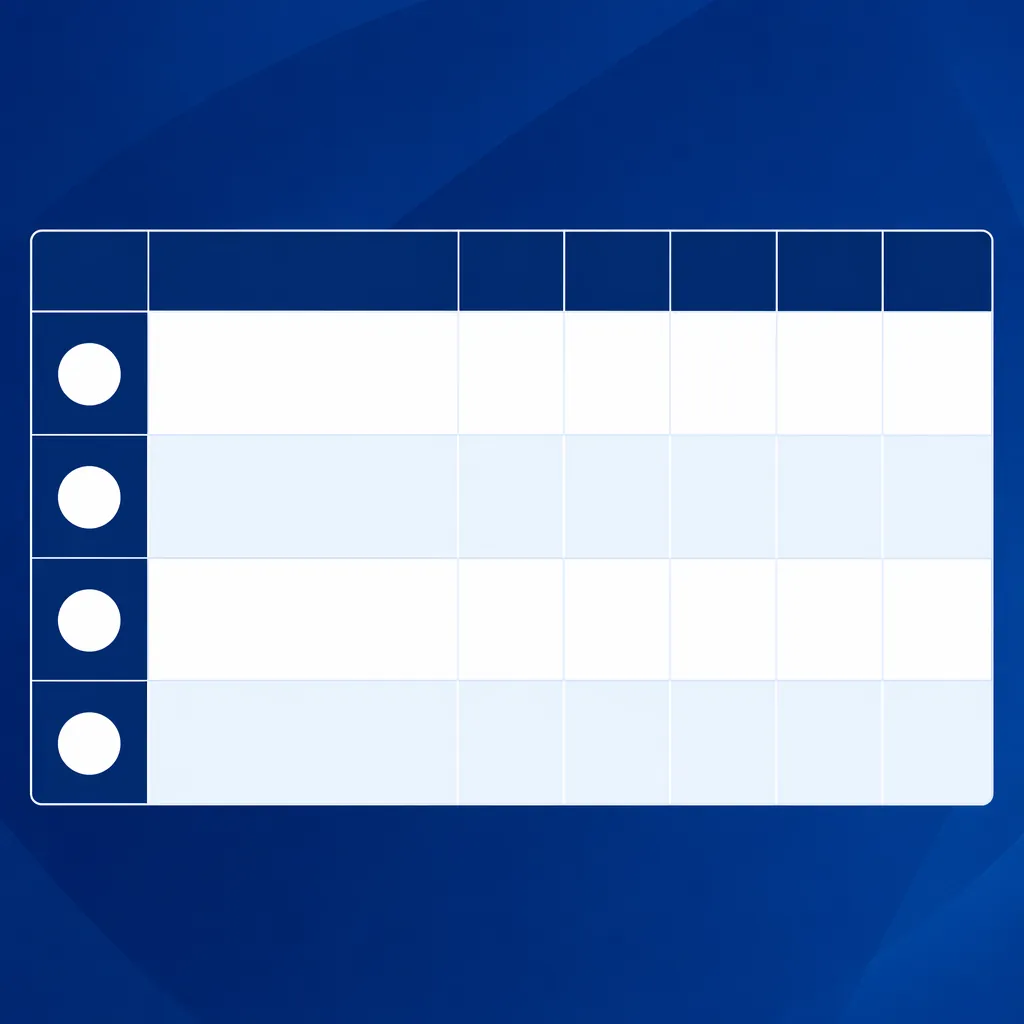 Minimalist digital graphic of a blank group stage standings table with neutral b