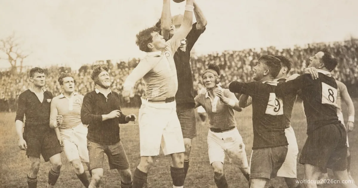 Men jumping for a football during a game