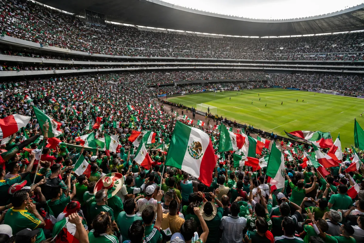 Editorial sports photo of packed Azteca Stadium in Mexico City during a daytime football m