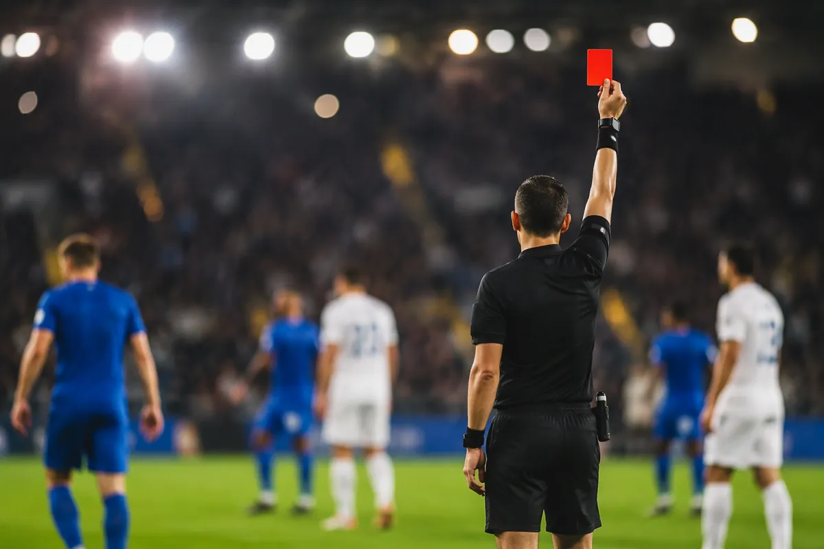 Professional sports news header image, wide shot of a soccer stadium during a match, blurr