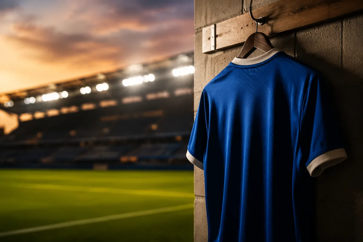 Professional editorial sports header image, blurred background of a football stadium with
