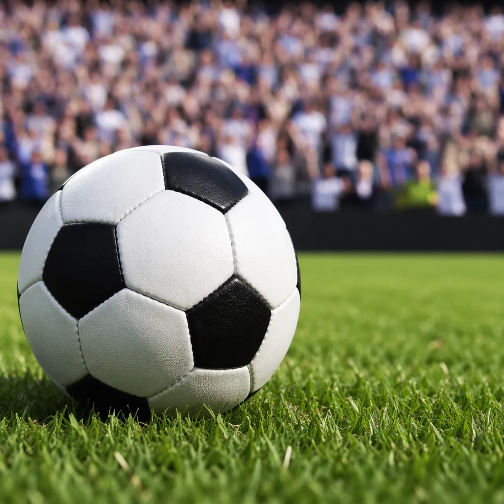 Close-up shot of a classic black and white soccer ball resting on well-maintaine
